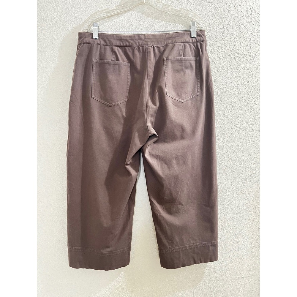 Eileen Fisher Taupe Brown Cropped Twill Pants Womens M Mid Rise Straight Leg - Picture 4 of 15